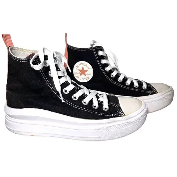 Converse All Star Move Boys Color Pop Platform Sneakers Size 6 Black & Pink Salt - Picture 5 of 9